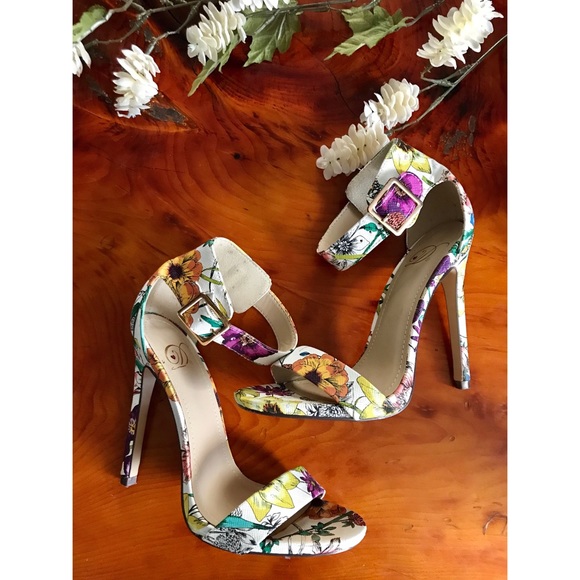 Heart In D Shoes - Floral Ankle Strap Heels 🌸
